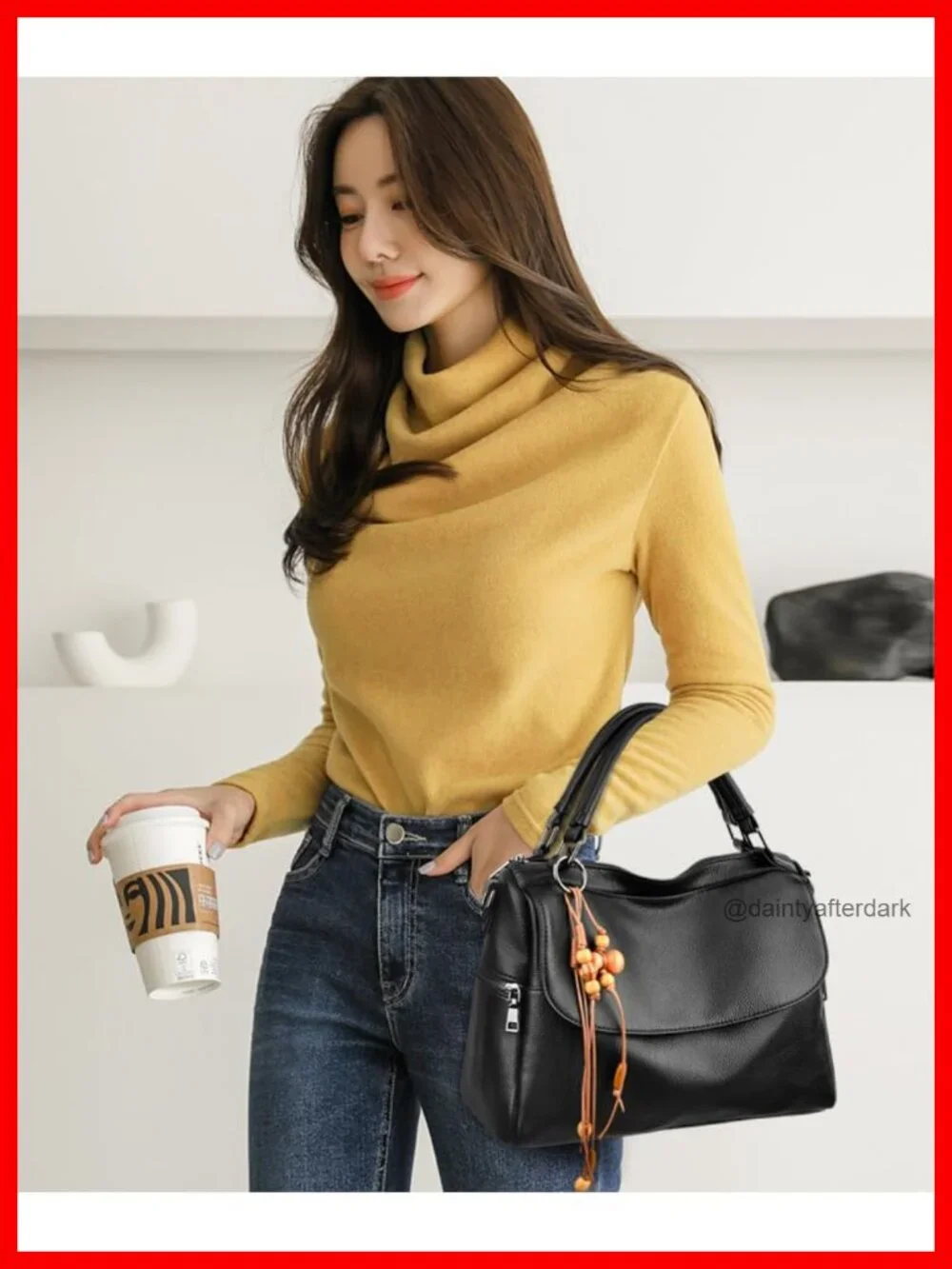 Vegan Leather Satchel Handbag Crossbody Purse with Pendant